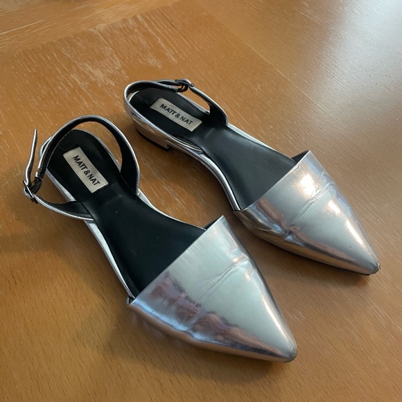 Matt & Nat Cory Silver Slingback Flats - Picture 2 of 3